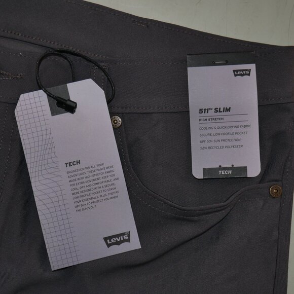 Levi's 511 Slim Fit Tech Pants Men's Size 34x34 Performance Stretch Gray NWT - Picture 8 of 13